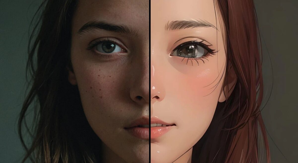 Real photo vs AI-generated art — all content is synthetic